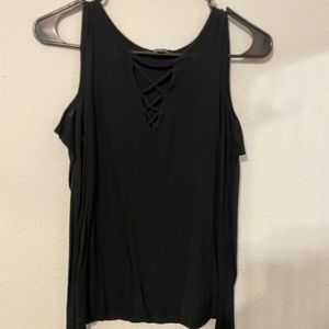 Black Long Sleeve Cutout Shirt